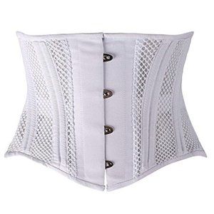 ShaperX White Mesh Steel Boned Corset Waist Trainer